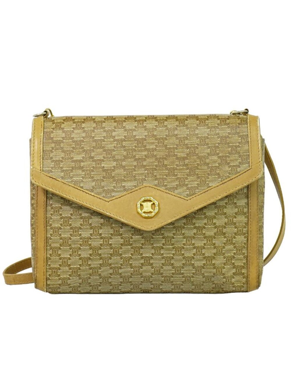 Celine Macadam Shoulder Bag Pochette Beige
